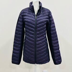 32° HEAT Women's Zip Front Puffer Jacket - Size L Purple /Black Stripe